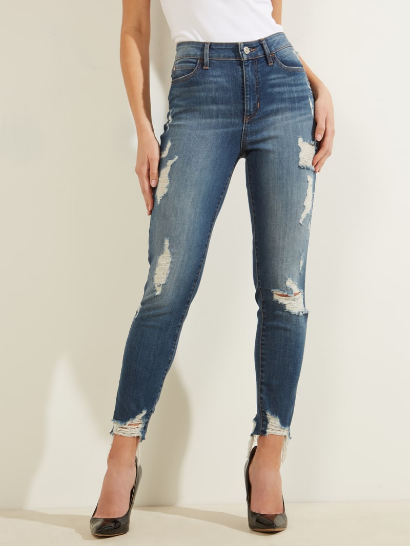 Guess 1981 Destroyed High-Rise Skinny Women's Pants Wash | 4250-OVTPY