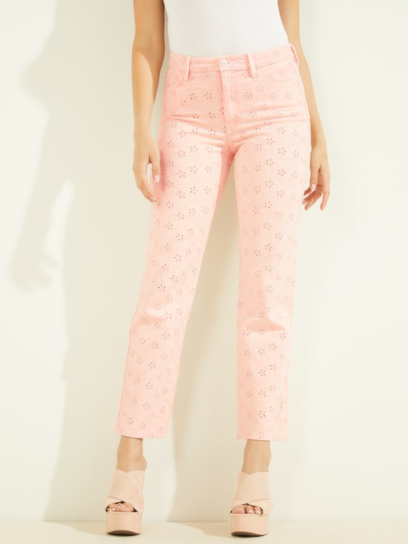 Guess 1981 Eyelet Straight Women's Pants Coral | 6438-PHELI