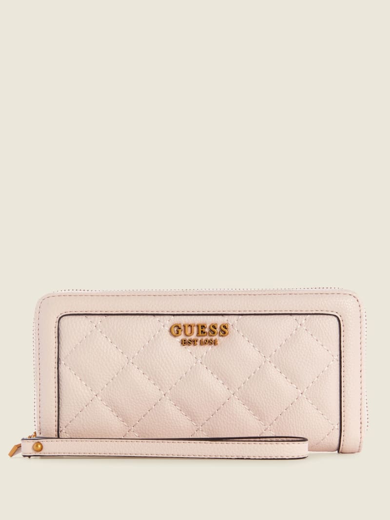 Guess Abey Large Zip-Around Women's Wallets Pink | 0856-DAPIM