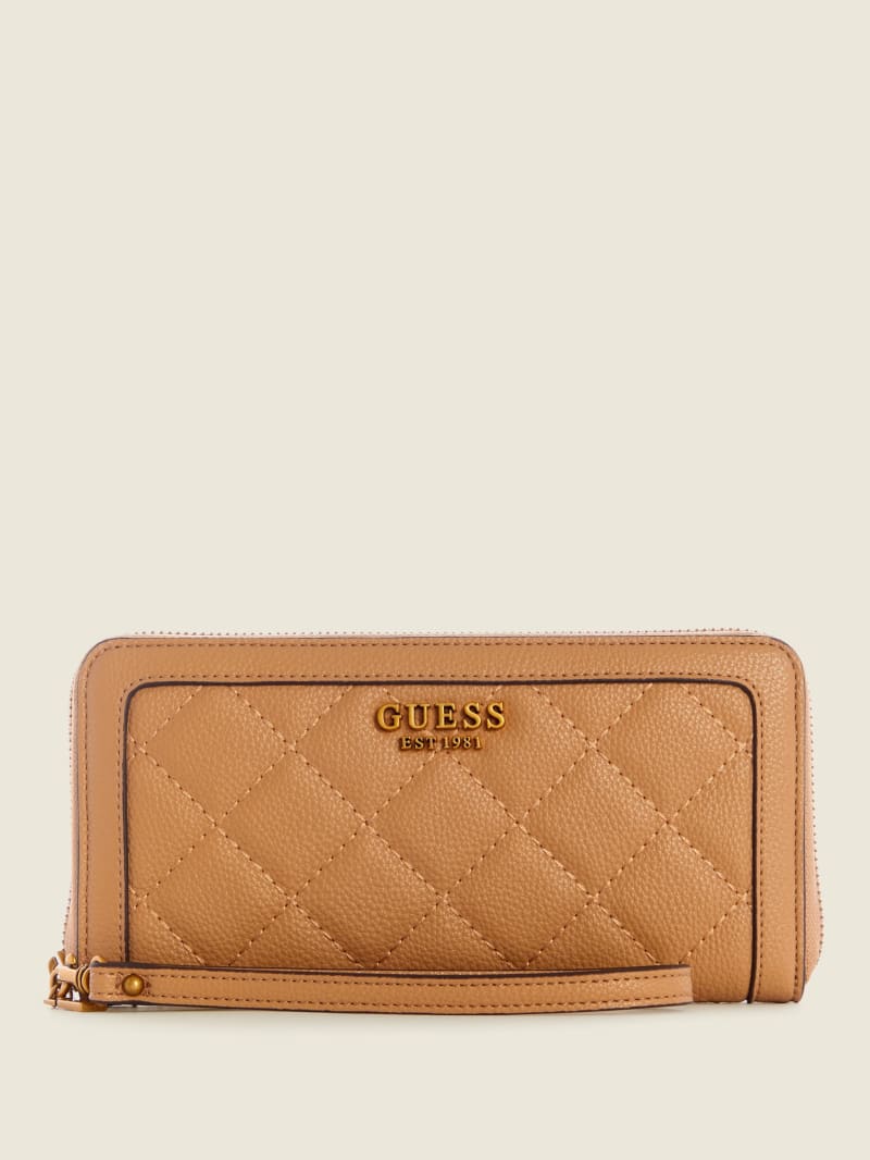 Guess Abey Large Zip-Around Women's Wallets Beige | 9537-YZCVR