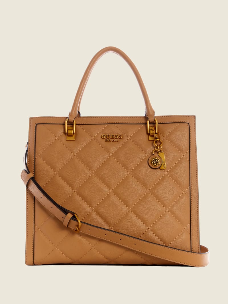 Guess Abey Quilted Elite Women's Tote Bags Beige | 1859-JPLVQ