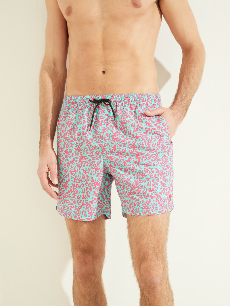 Guess Abstract Swim Trunks Men's Swimwear Multicolor | 2318-UWIFS