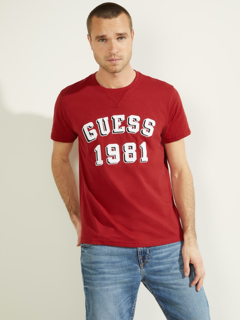 Guess Academy Tee Men's T Shirts Red | 3705-CLQUY