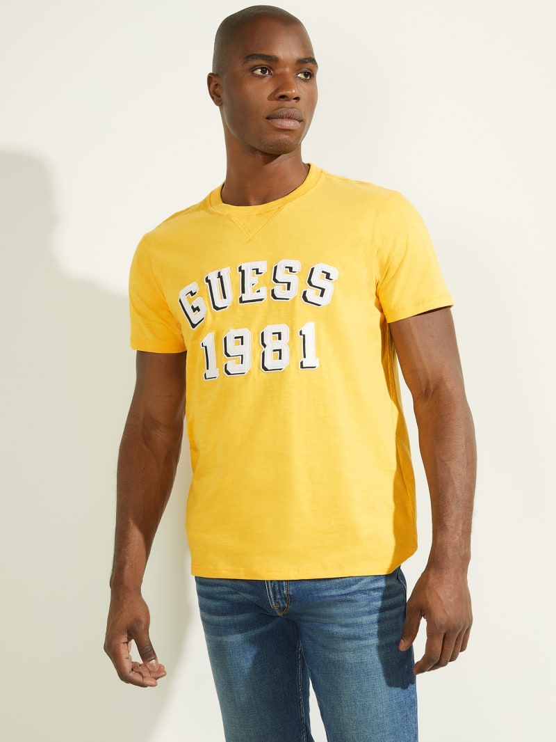 Guess Academy Tee Men's T Shirts Yellow | 9231-GZTUL