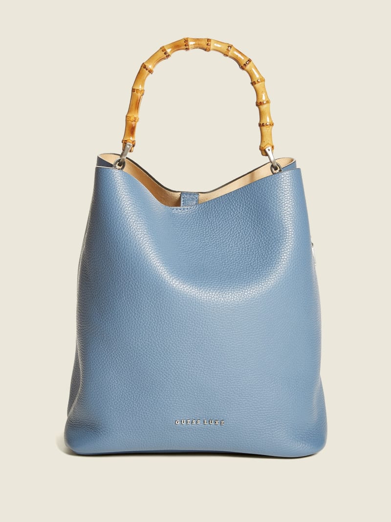 Guess Aida Leather Women's Tote Bags Blue | 8172-HOCYF