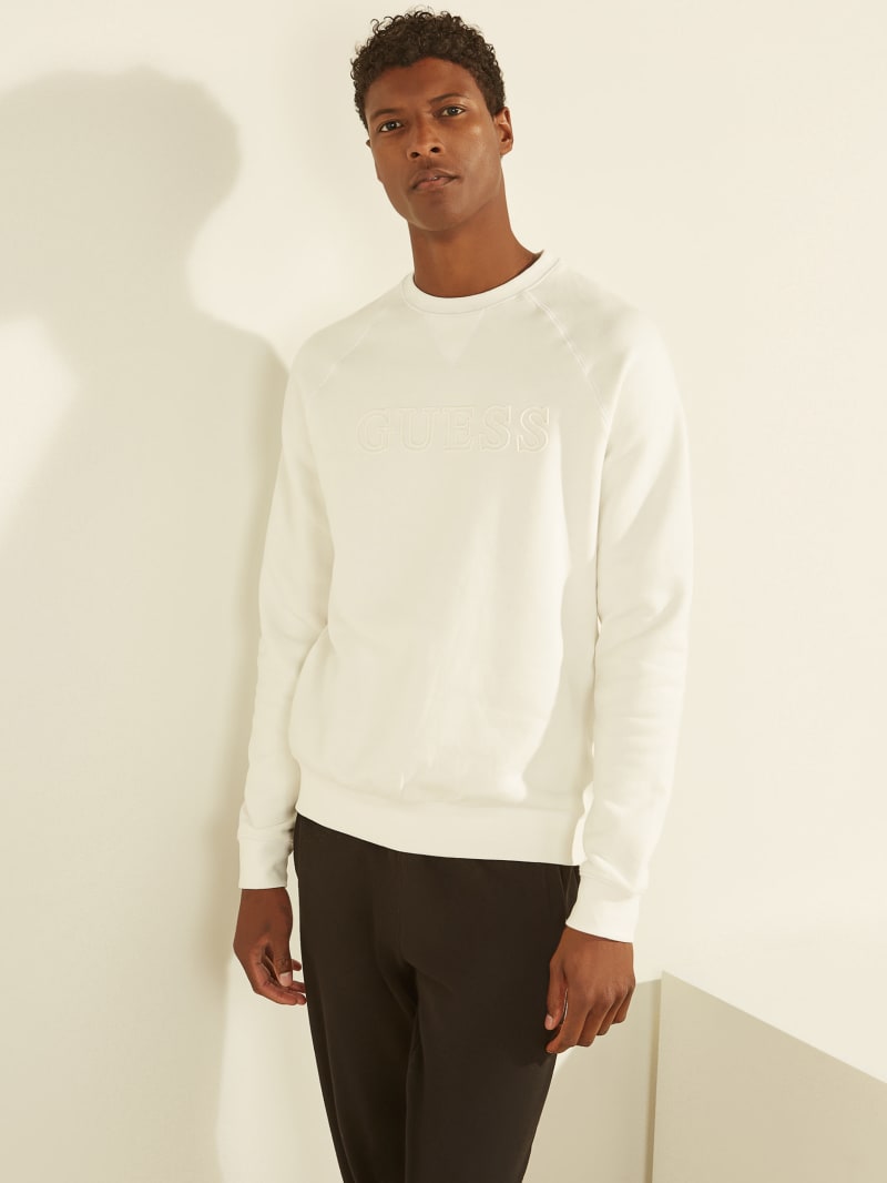 Guess Aldwin Crewneck Men's Sweatshirts White | 2910-ZDUTN