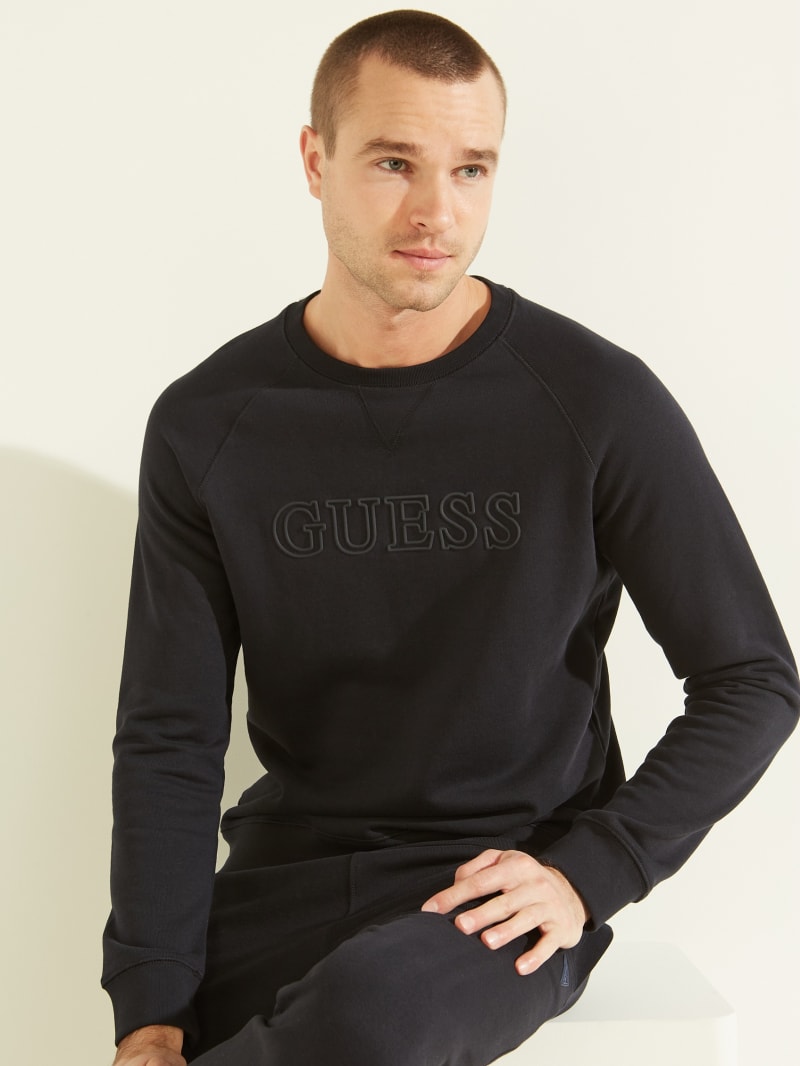 Guess Aldwin Men's Sweatshirts Deep Blue | 2354-TKZJQ