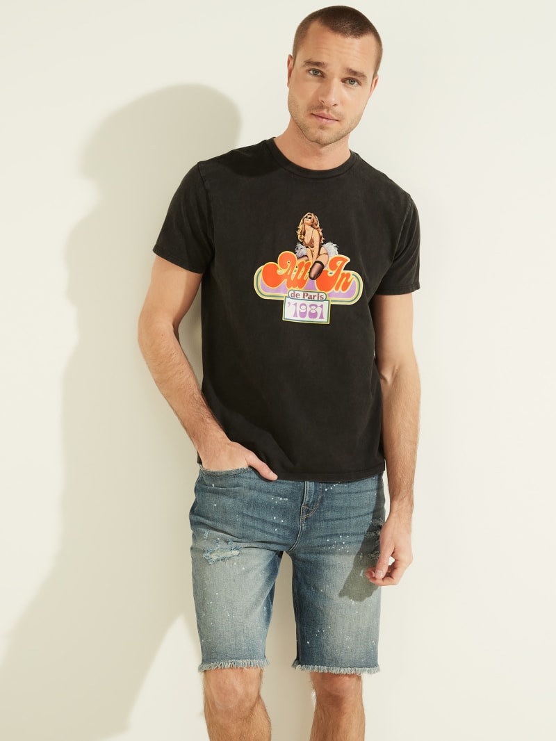 Guess All In Tee Men's T Shirts Black | 3726-HCZGM