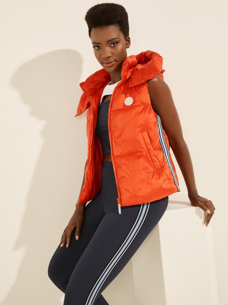 Guess Amanda Puffer Vest Women's Jackets Orange | 0863-PRZNS