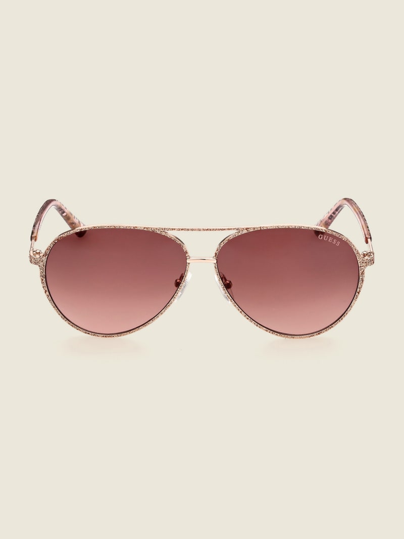 Guess Animal Print Aviator Women's Sunglasses Rose | 0195-FXLWG