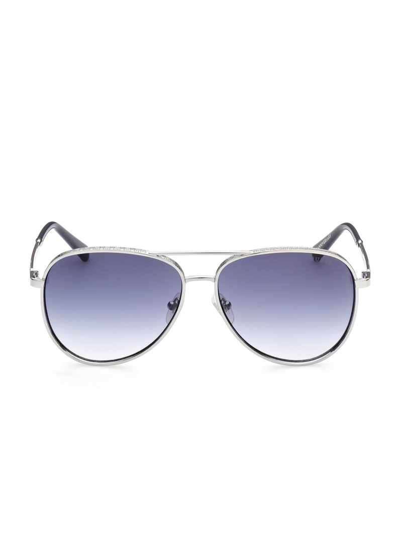 Guess Aviator Men's Sunglasses Silver | 0584-HBIZM