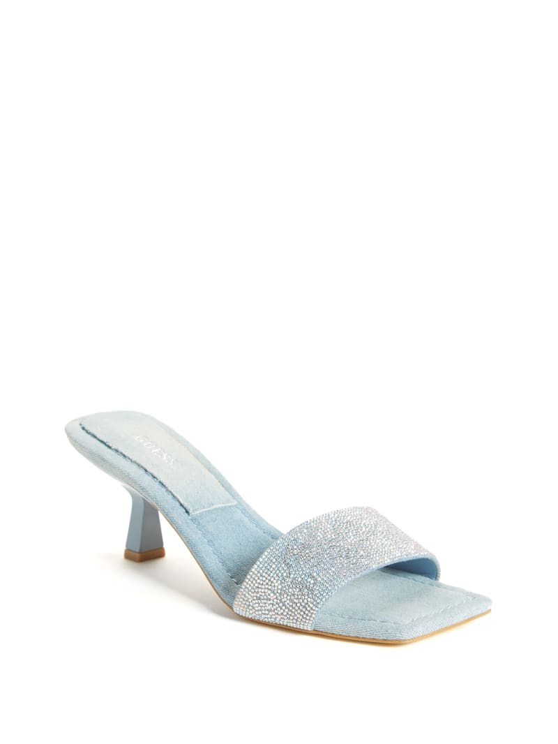 Guess Betiane Logo Kitten Women's Sandals Blue | 7104-WDUOI