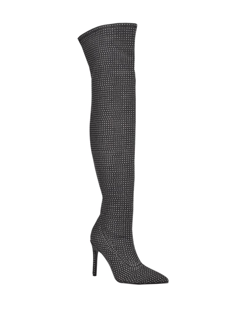 Guess Boniss Rhinestone Over-the-Knee Women's Boots Black | 3506-ANOYK