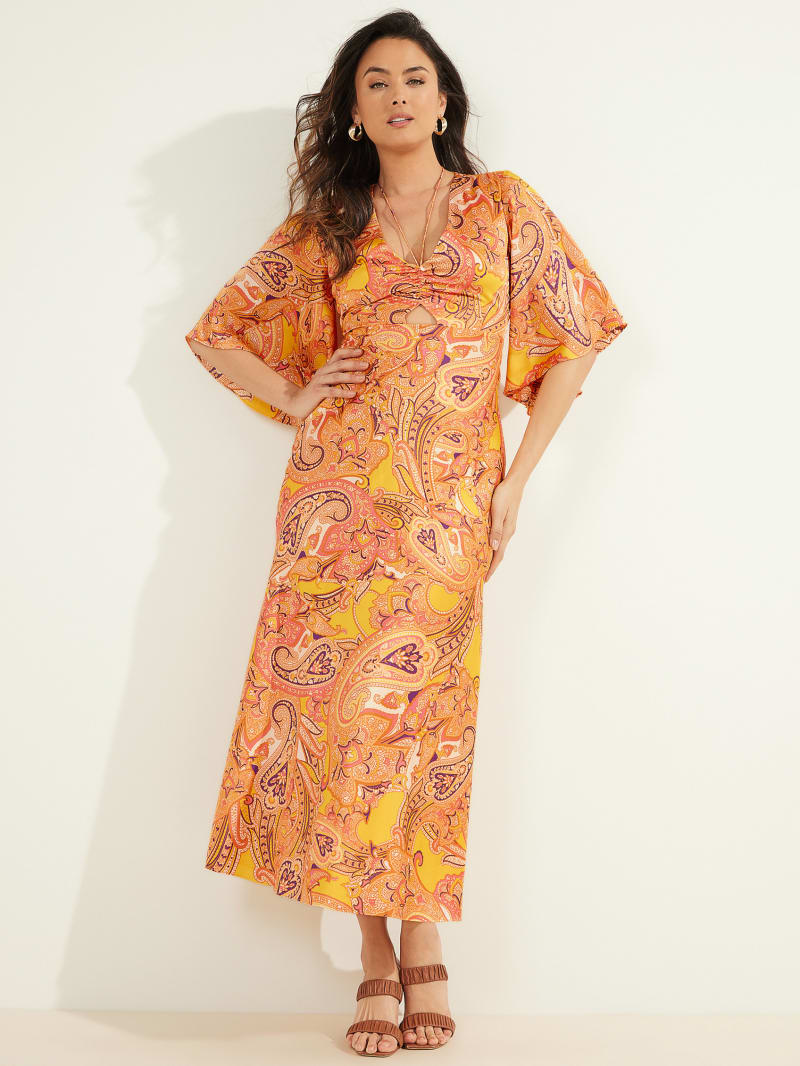 Guess Cabo Paisley Women's Dress Orange | 5798-GLDQA