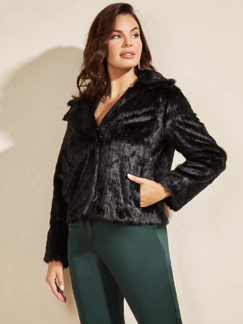 Guess Caroline Faux-Fur Women's Jackets Black | 5087-VGZDW