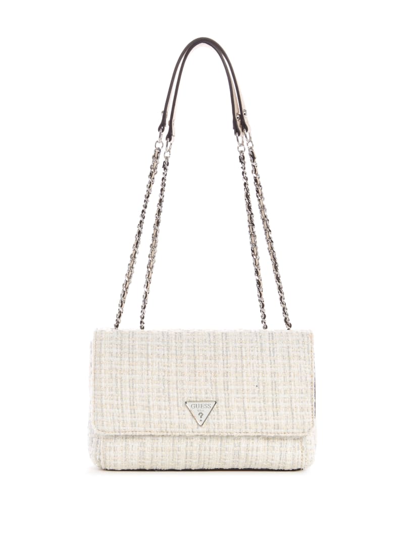 Guess Cessily Convertible Tweed Women's Crossbody Bags White | 6478-NAYFT