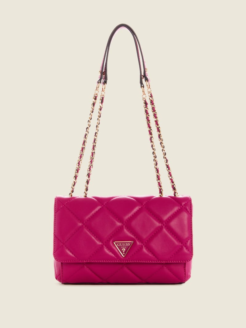 Guess Cessily Quilted Convertible Women's Crossbody Bags Fuchsia | 0713-WILZE