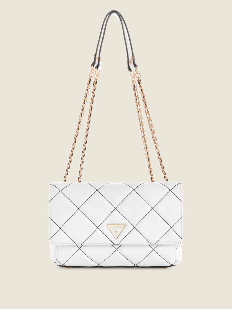 Guess Cessily Quilted Convertible Women's Crossbody Bags White | 9214-KQVUJ