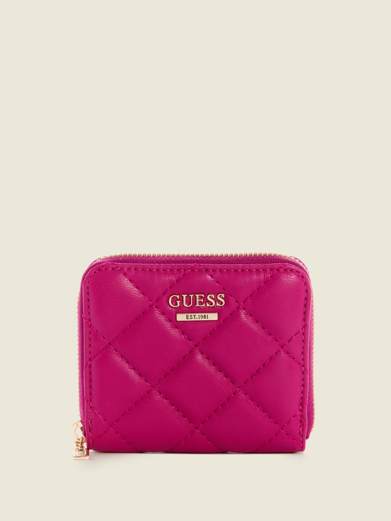 Guess Cessily Quilted Small Zip-Around Women's Satchel Bags Fuchsia | 1635-KMQSZ