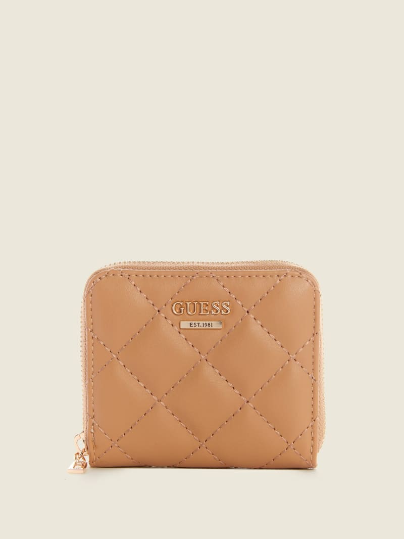 Guess Cessily Quilted Small Zip-Around Women's Satchel Bags Beige | 4956-QGJSO