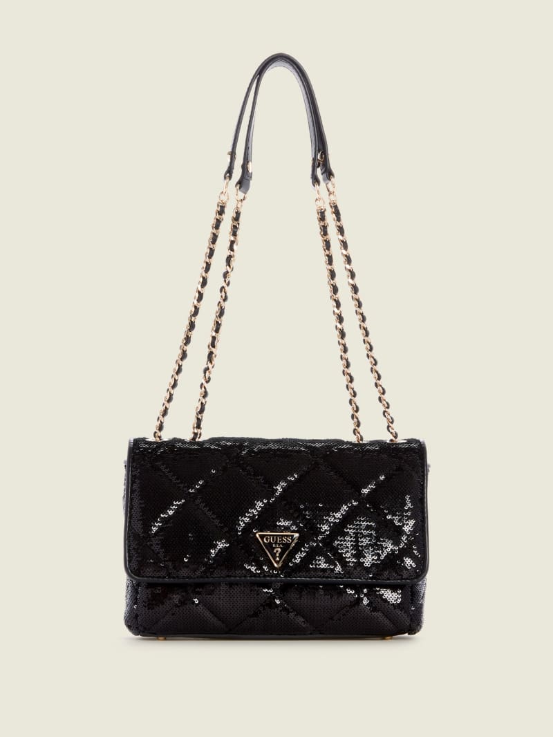 Guess Cessily Sequins Convertible Women's Crossbody Bags Black | 0254-IZGRT