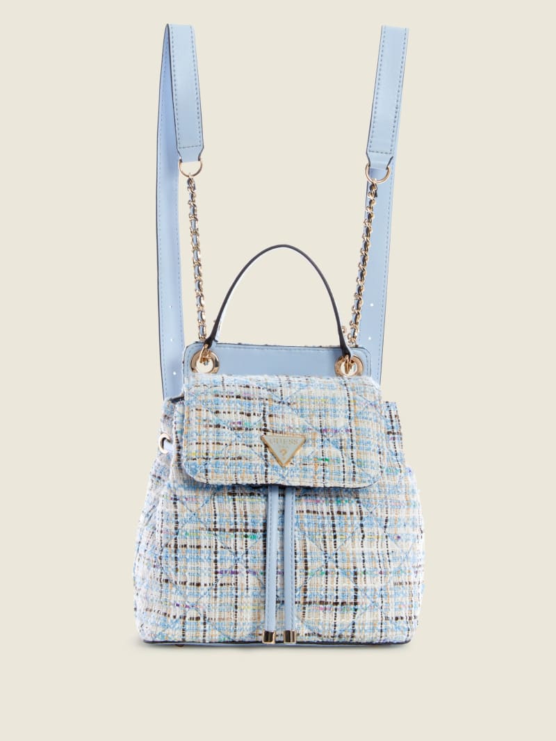 Guess Cessily Tweed Convertible Women's Backpacks Blue | 2468-AUBDG