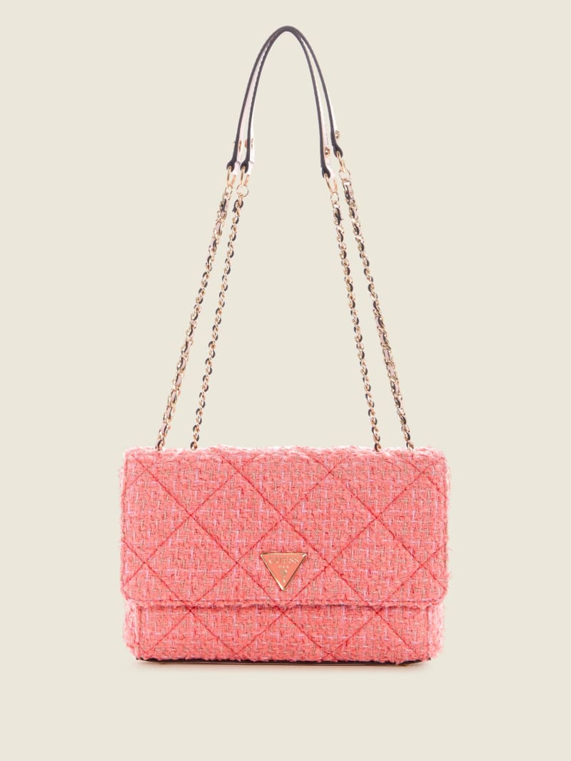 Guess Cessily Tweed Convertible Women's Crossbody Bags Coral | 2576-XVJWR