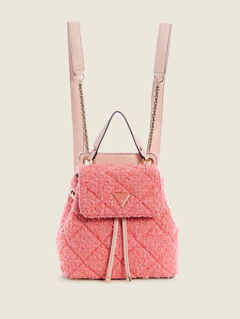 Guess Cessily Tweed Convertible Women's Backpacks Coral | 2903-EAIJQ