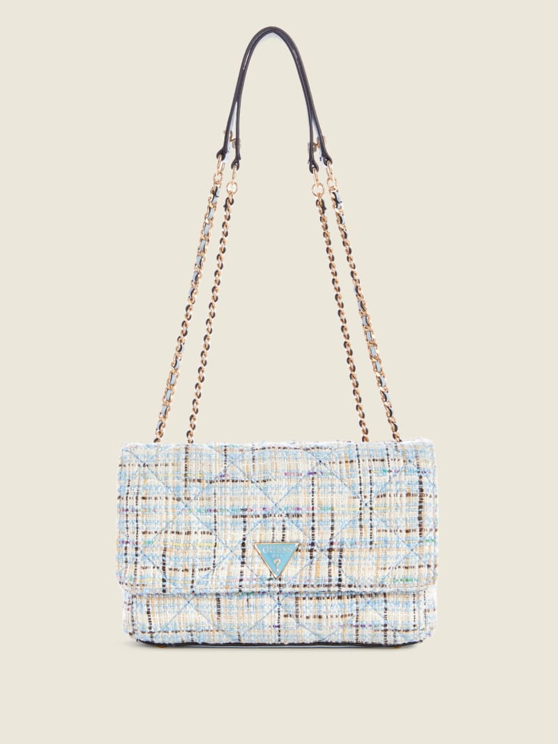 Guess Cessily Tweed Convertible Women's Crossbody Bags Blue | 4965-WXRVL