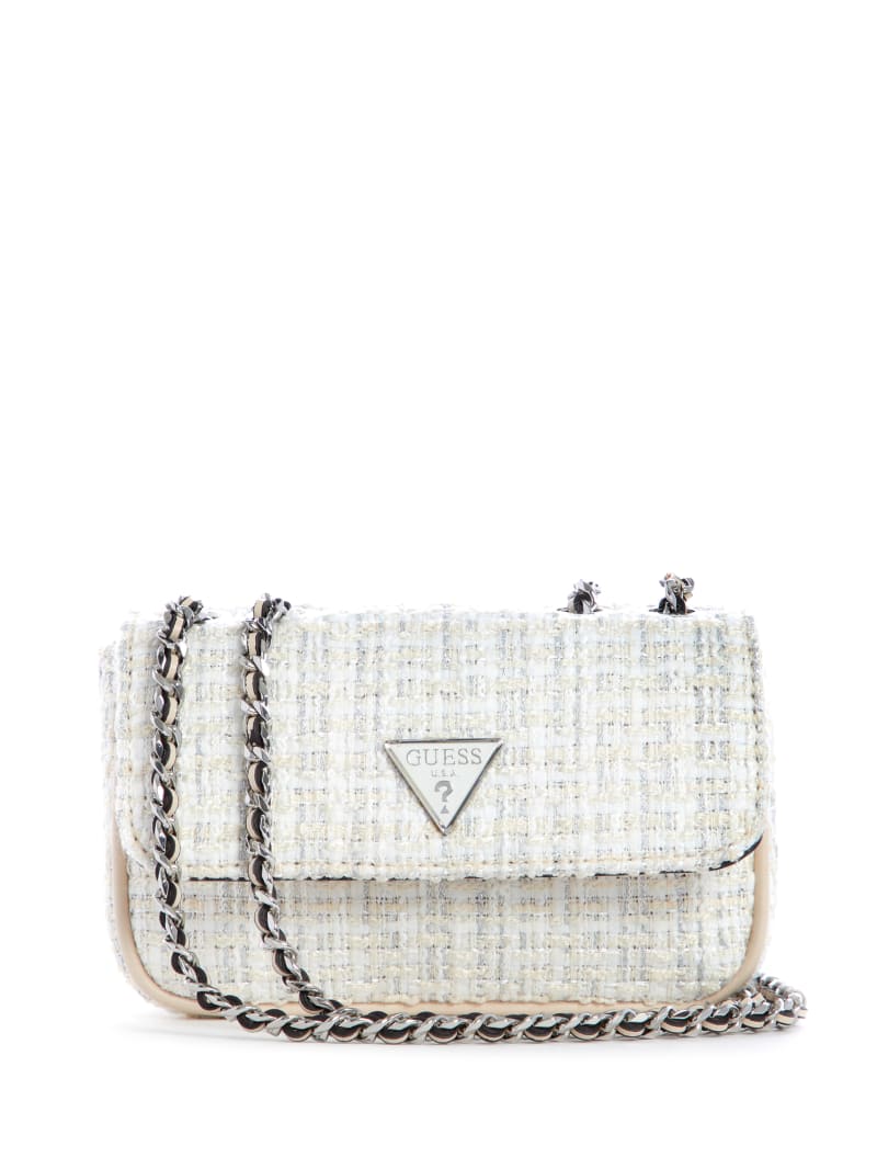 Guess Cessily Tweed Women's Crossbody Bags White | 9821-FHUML