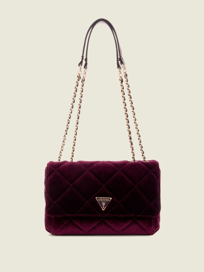 Guess Cessily Velvet Convertible Women's Crossbody Bags Burgundy | 1574-OYKVM