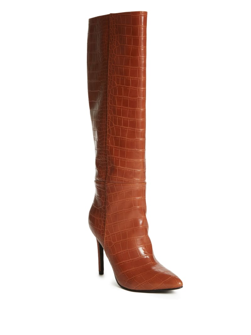 Guess Croc Knee-High Women's Boots Brown | 1642-GAKJQ