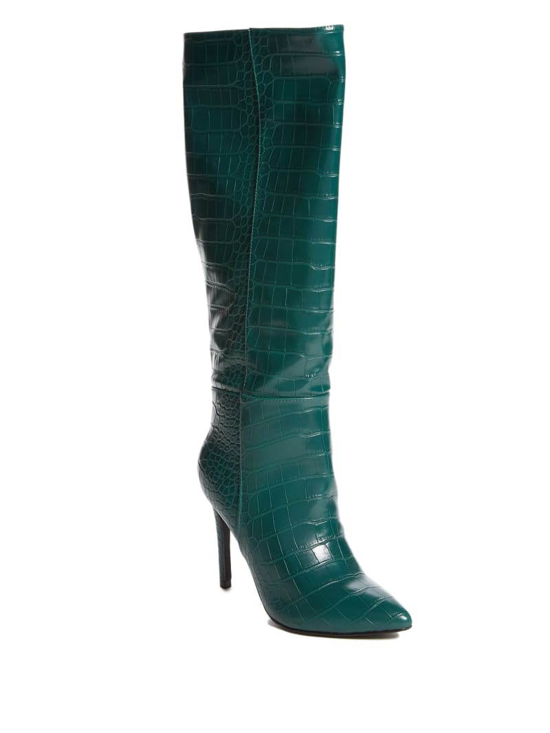 Guess Croc Knee-High Women's Boots Green | 1374-ZKJXM