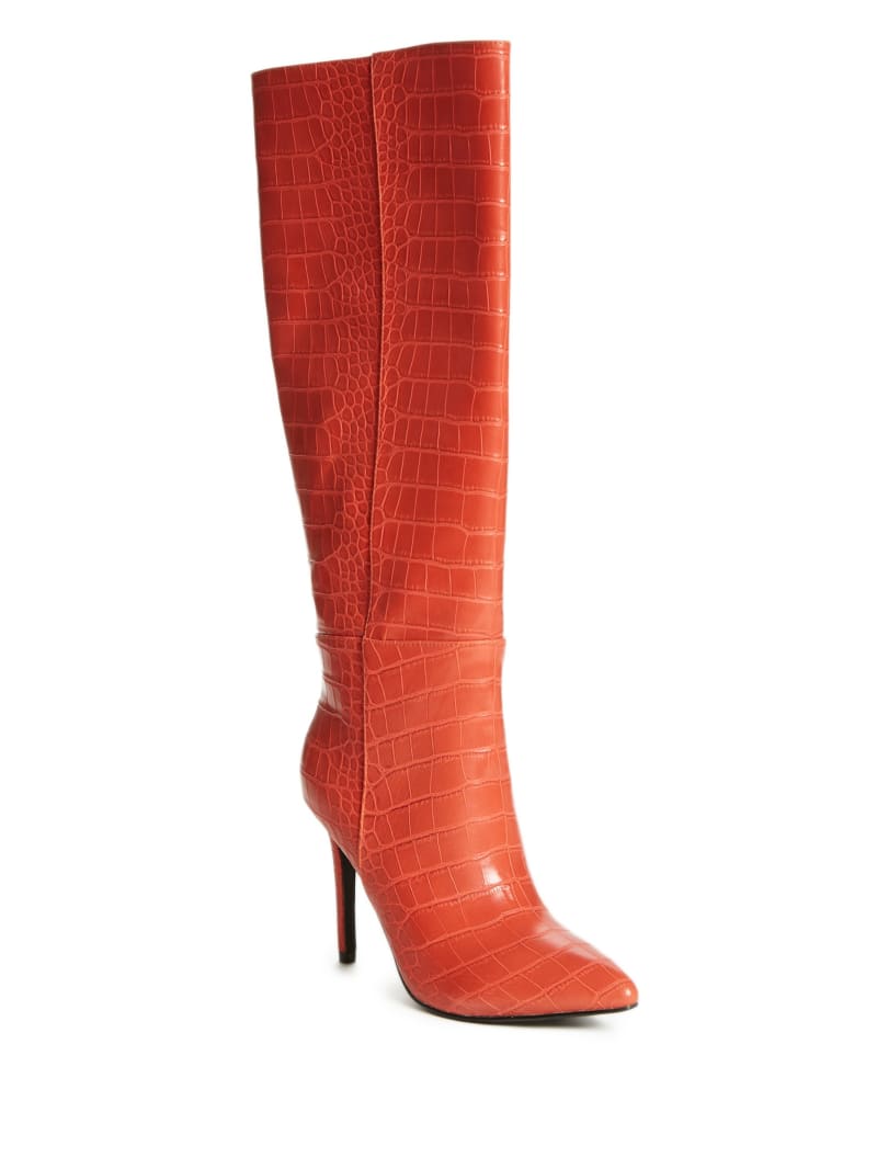 Guess Croc Knee-High Women's Boots Orange | 3780-GXBQH