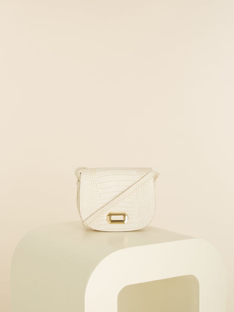 Guess Crocodile Saddle Women's Handbag White | 9540-XFGKZ