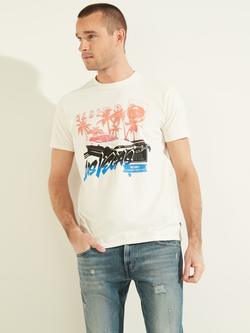 Guess Cruisin Tee Men's T Shirts White | 2954-JXKYQ