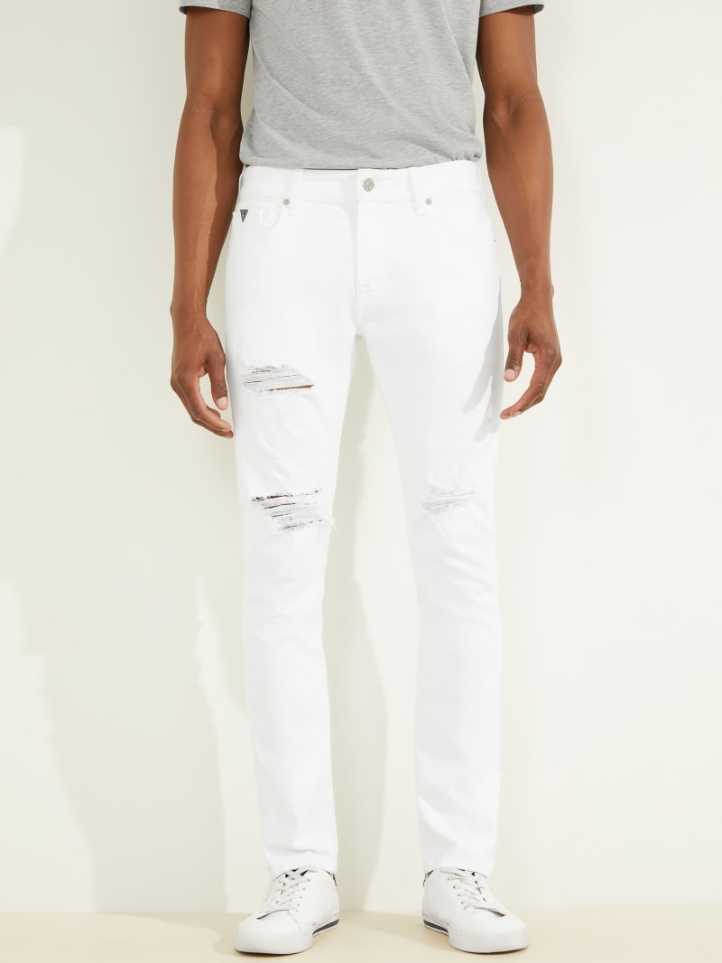 Guess Destroyed Painter's Skinny Men's Pants White | 9674-DWVZP