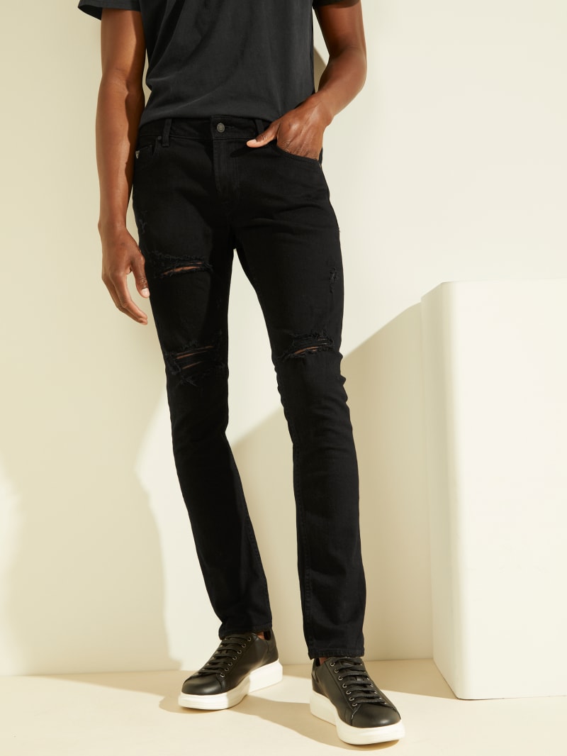 Guess Destroyed Skinny Men's Pants Black | 3870-DSXAR