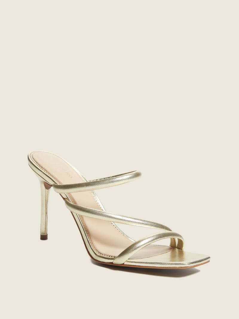 Guess Dorila Leather Strappy Women's Sandals Gold | 3547-FGYNW