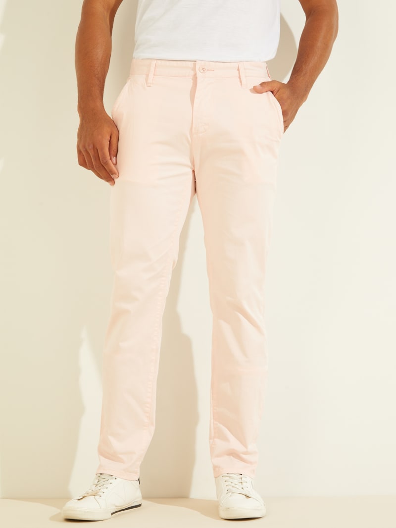 Guess Duke Twill Chinos Men's Pants Pink | 5289-QVDJG