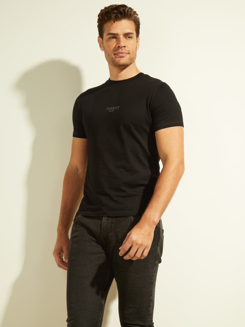 Guess Eco Aidy Logo Tee Men's T Shirts Black | 8160-TEUOZ