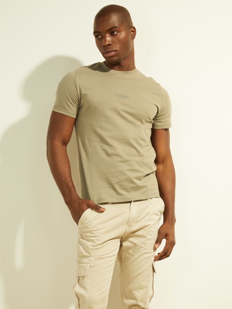 Guess Eco Aidy Logo Tee Men's T Shirts Green | 7482-ILGPR