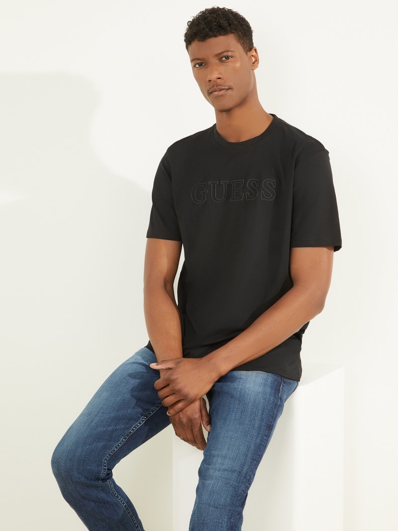 Guess Eco Alphy Tee Men's T Shirts Black | 1752-VLKCN