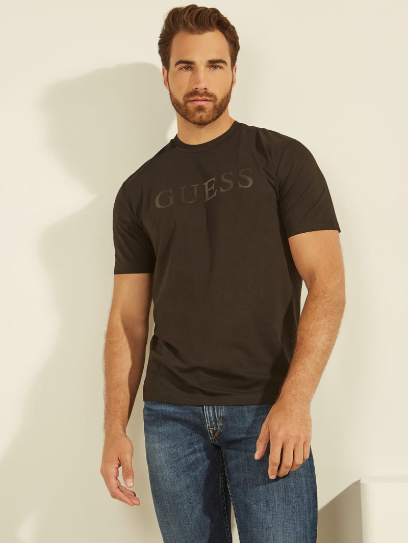 Guess Eco Alphy Tee Men's T Shirts Black | 3567-EMPQV