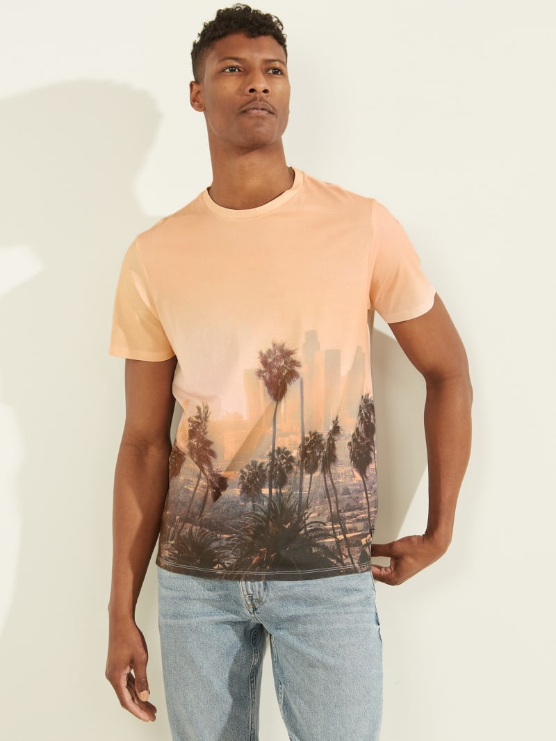 Guess Eco DTLA Sunset Tee Men's T Shirts Orange | 3279-HMAPZ