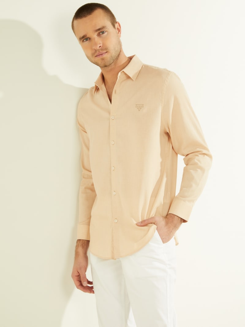 Guess Eco Linen Collins Men's Shirts Grey | 9476-WZHVF