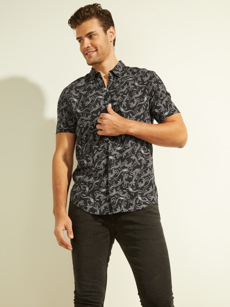 Guess Eco Lizard Men's Shirts Black | 2460-PSOIE