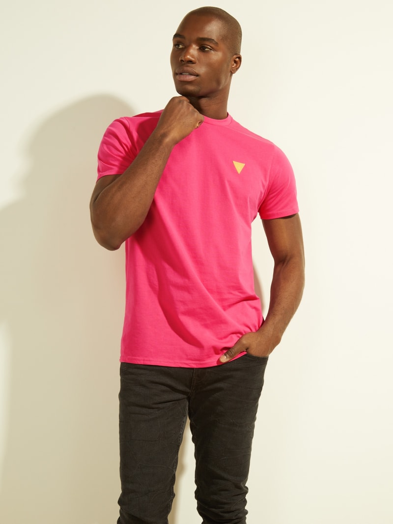 Guess Eco Logo Tee Men's T Shirts Pink | 6358-SOLGR