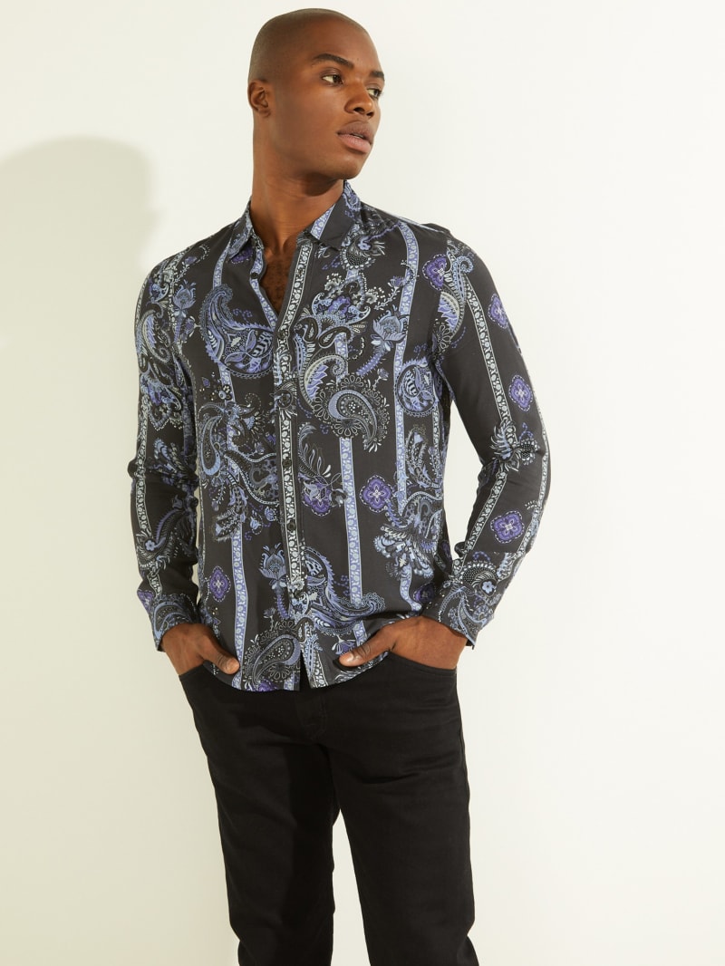 Guess Eco Paisley Men's Shirts Stripes | 4310-TNHOW