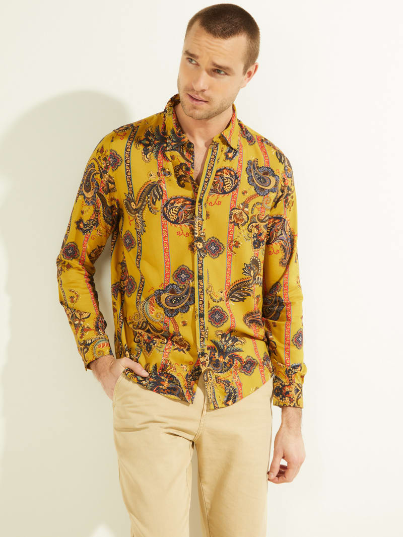 Guess Eco Paisley Men's Shirts Stripes | 7218-ZGICS